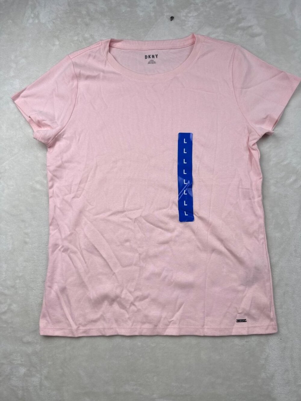 DKNY Pink Organic Cotton Womens T-Shirt Size Large Crew Neck Short Sleeve